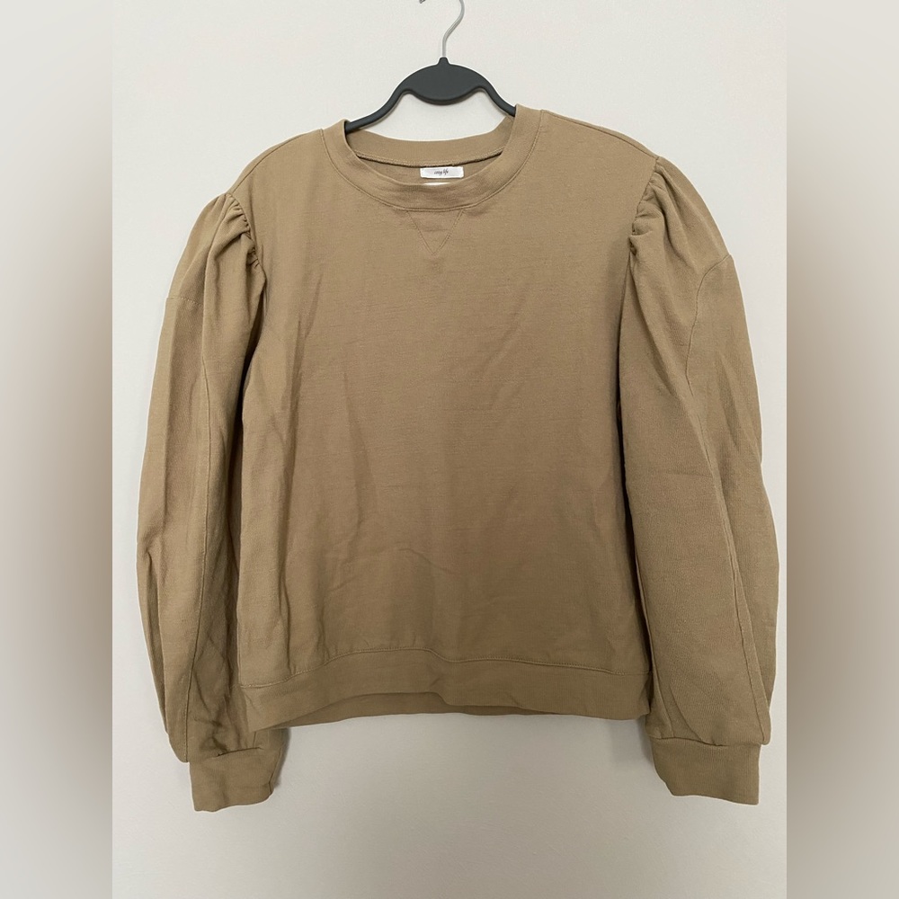 Puff Sleeve Crewneck | Olive | Like New!